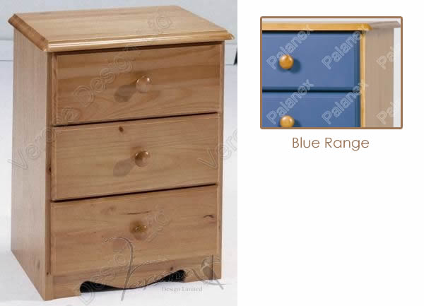 Verona Bedside Chest 3 Drawer | Blue